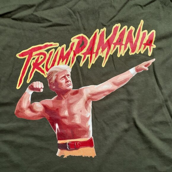 Trumpamania - Trump Hulk Hogan - New Women's Large Olive Green T-Shirt - Picture 2 of 4